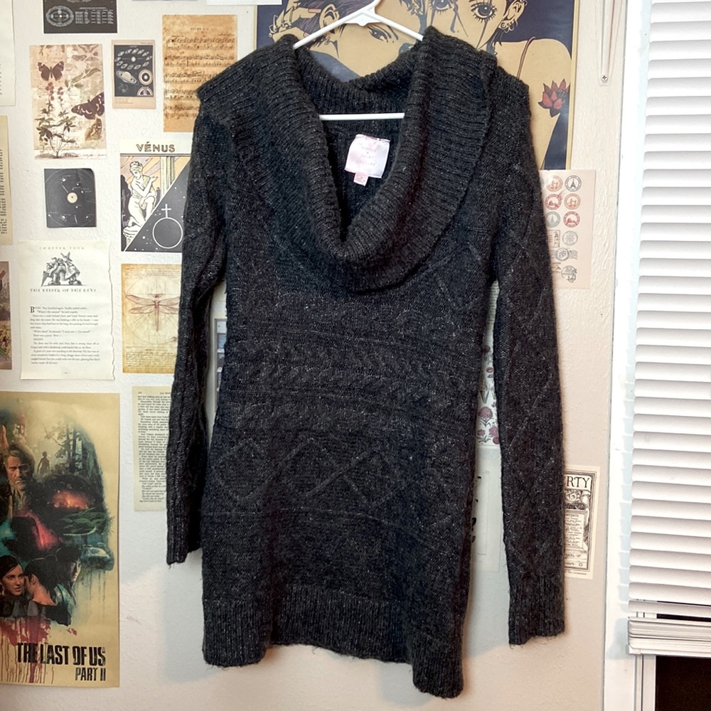 Grey Cowl Sweater Dress MIDI